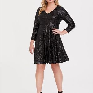 Black sequin torrid dress sz 1